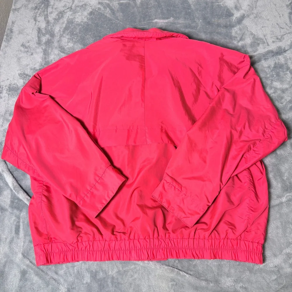 Vintage Columbia Sportswear Mens XL Red Radial Sleeve Nylon Windbreaker *Stains